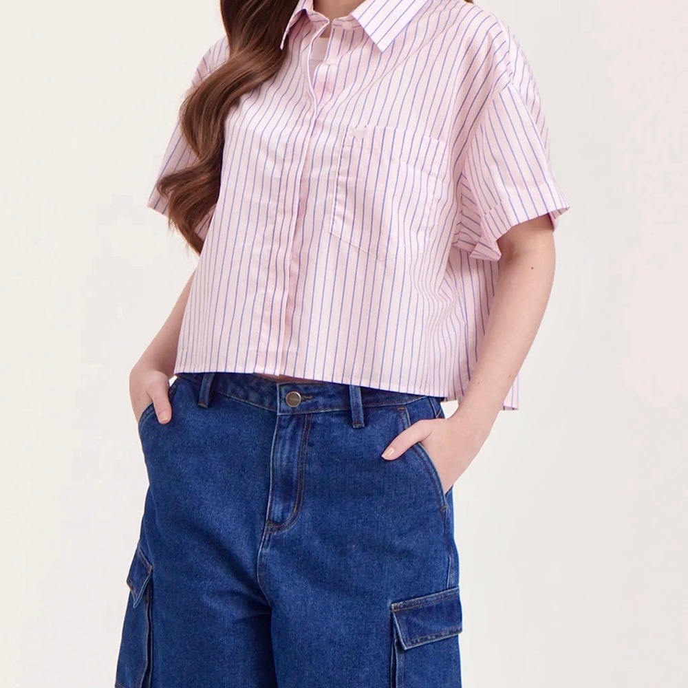 ZARA Women’s Pink Striped Loose Shirt Blouse XS
